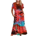 thumbnail image 1 of Jusqu'à 65 % de Réduction! Robes de Mode d'Été pour Femmes 2024 Grande Taille Manches Courtes Col Rond Robe Longue Ample Imprimée, 1 of 5