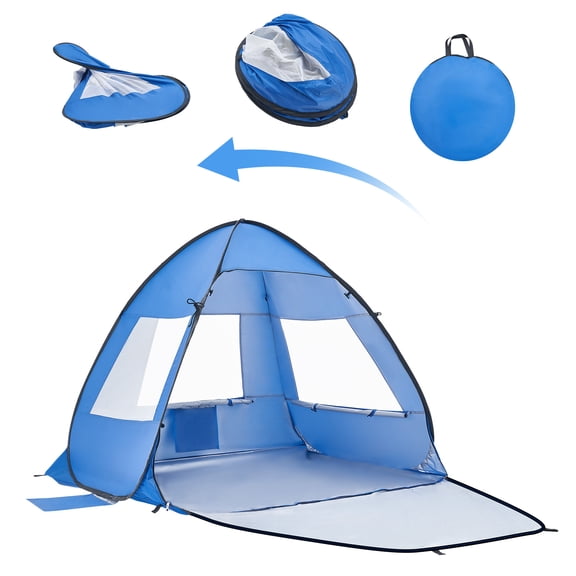 KFFKFF Portable Beach Tent Sun Shelter for 2 People, UPF 50  Sun Protection, Lightweight Canopy with Carry Bag & Sand Pockets, Easy to Set Up for Camping, Fishing, and Outdoor Picnics