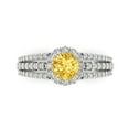 thumbnail image 2 of 1.76ct round cut yellow Zircon 14k white gold halo Bridal Wedding Engagement Promise Anniversary Ring for Women size 6.75, 2 of 7