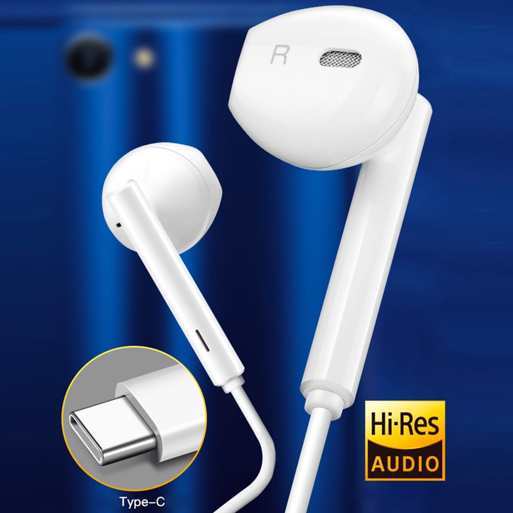 Huawei CM33 USB C Headphones Half in-Ear Wired Earphones w/MIC/ Control  Lightweight Corded Type-C Earbuds for Work/Commute/Sports - Walmart.com