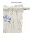 thumbnail image 5 of Blue Floral Leaves Kitchen Valances for Windows Farmhouse Linen Window Valance Curtain for Living Room Window Treatment Beige Farmhouse Botanical Valance Rod Pocket Topper Drape, 54 x 18 Inch, 5 of 6