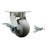 4 Inch Kingpinless Thermoplastic Rubber Wheel Caster with Brake and Swivel Lock