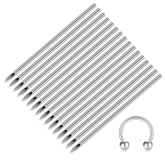 XIRQI 50PCS 16G Piercing Needles, Disposable Sterilized Stainless Steel Body Piercing Hollow Needles for Septum Ring, Cartilage, Tragus, Helix, Rook, Conch, Daith, Eyebrow Piercing
