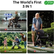 Paiseec 3-in-1 Electric Wheelchair with Push-Assist, Power Wheelchair Walker Combo for Adults, Easy Operation and Folding, ProSafety Driving System, Airline Approved, 300lbs Capacity