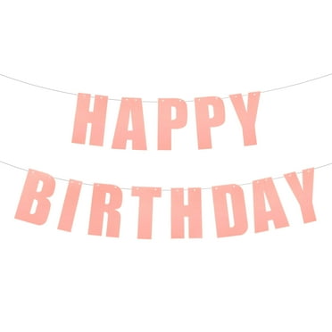 Uxcell Birthday Banner 16 Feet Happy Pink Birthday Decorations with No Pre-Strung CardStock Sign for Birthday Decor Backdrop