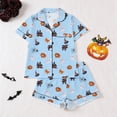 thumbnail image 4 of Hot Sales Under $10 CNJKEHIUV Womens Halloween Pajama Sets Short Sleeve Graphic Pajamas Nightwear Sky Blue M, 4 of 6