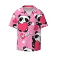 thumbnail image 5 of Picia Panda Heart Valentine Pink Men's Linen Shirts Short Sleeve Cuban Beach Shirts Casual Shirts Button Down Shirt for Men Beach Summer Wedding Shirt-3X-Large, 5 of 7