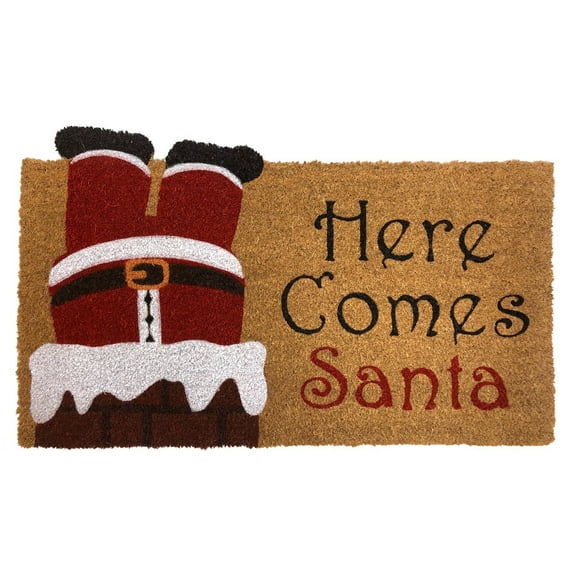 Briarwood Lane Here Comes Santa Christmas Natural Fiber Coir Doormat