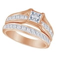 thumbnail image 2 of AFFY Princess & Round Cut White Natural Diamond Solitaire Bridal Ring Set In 10k Rose Gold (0.5 cttw) Ring Size-10, 2 of 2