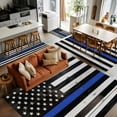 thumbnail image 5 of 2.7x5 Area Rugs, Blue American Flag Non-Skid Rubber Backing Large Rectangle Rugs - Living Room Bedroom Home Office, Black White Stripe US Flag Retro Wooden Indoor Floor Mat Carpets Washable Rug, 5 of 9