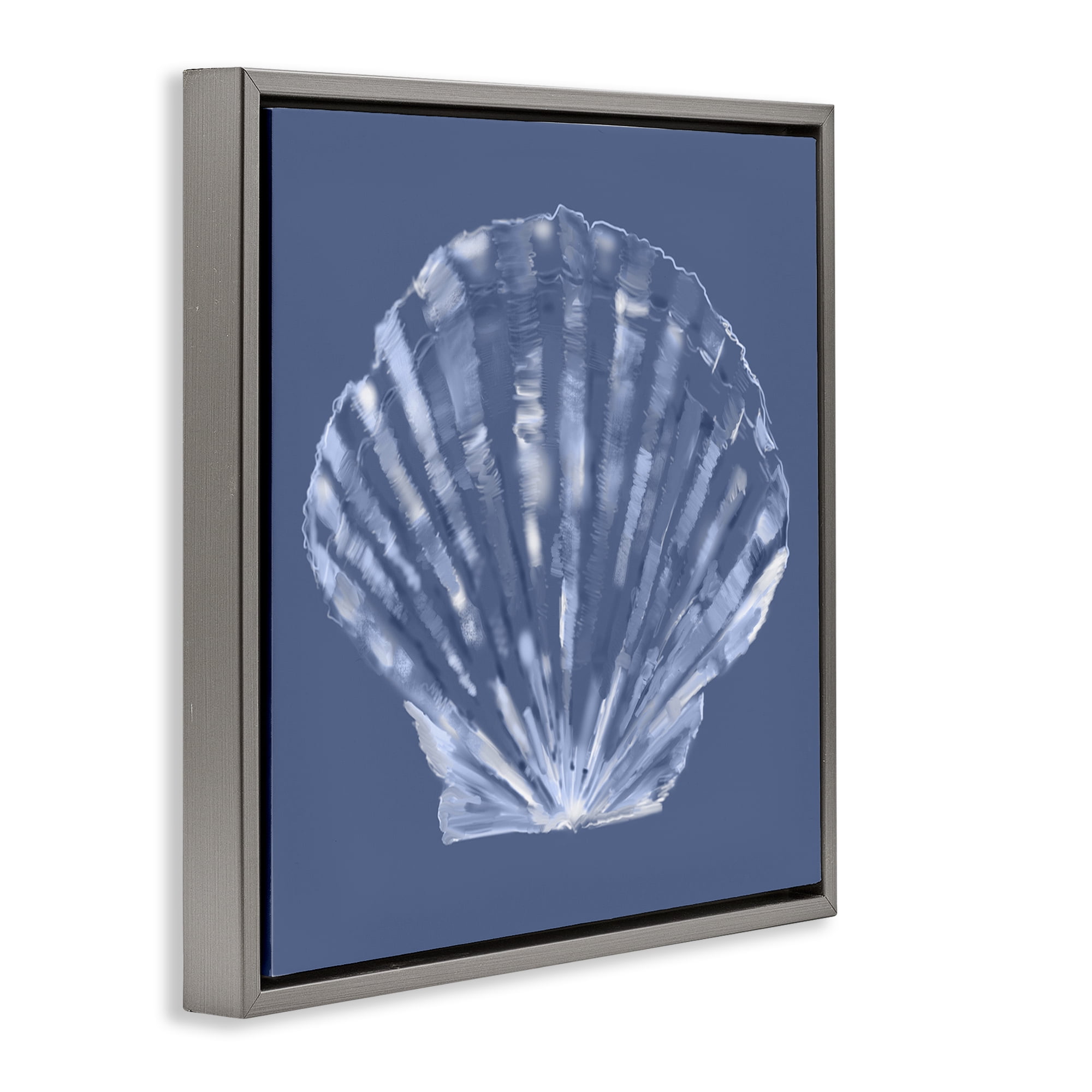 Stupell Industries Blue Nova Seashell Animals & Insects Painting Gray Floater Framed Canvas Art Print Wall Art, 18 x 18
