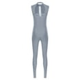 thumbnail image 4 of inlzdz Women's Rhinestones Sleeveless Full Body Jumpsuit Gymnastics Leotard Unitard for Ballet Dance Grey XL, 4 of 5