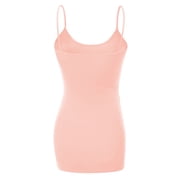 Essential Basic Women Basic Built In Bra Spaghetti Strap Layering Cami Top Tank - Junior Size
