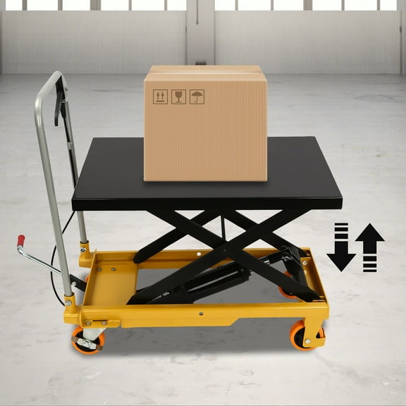 Single Scissor Lift Table 500lbs Hydraulic Lift Table Cart 30.5" Lift Height Hydraulic Scissor Lift Table