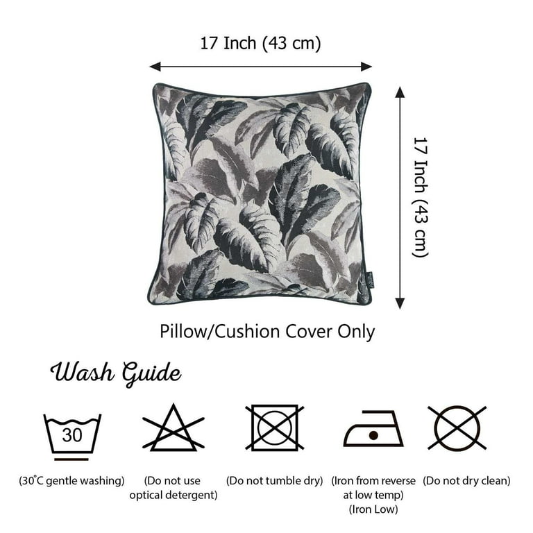 Gray Jacquard Tropical Leaf Decorative Throw Pillow Cover Gray Jacquard Tropical Leaf Decorative Throw Pillow Cover