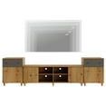 thumbnail image 4 of WAMPAT 3-in-1 TV Stand with Cabinets and Drawers, Modern Wood Entertainment Center Media Console for 75+ inch TVs, Oak Brown, 4 of 8