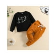 thumbnail image 4 of Baby Boys Halloween Pants Outfits Set 3 6 12 18 24 Month 3 Years Long Sleeve Crew Neck Letters/Skeleton Print T-shirt with Pants, 4 of 10