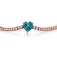 thumbnail image 2 of Gem Stone King 18K Rose Gold Plated Silver London Blue Topaz and White Moissanite Tennis Bracelet for Women (5.08 Cttw, Gemstone Birthstone, Heart Shape 8MM, 7.25 inch), 2 of 6
