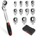 thumbnail image 3 of Flex Head Ratcheting Wrench Set, 8-19mm Metric Ratchet Wrench Tool with Interchangeable Heads & Storage, 3 of 7