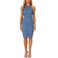 thumbnail image 1 of INSPIRE CHIC Vestido Elegante de Encaje para Mujeres con Cuello Halter Sin Mangas Cuerpo Ajustado Cóctel Sheath Midi Gris Azul M, 1 of 5