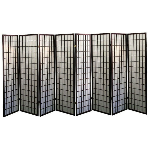 Legacy Decor 8-Panel Japanese Oriental Style Wood Room Divider, Espresso 71" High x 140" Wide