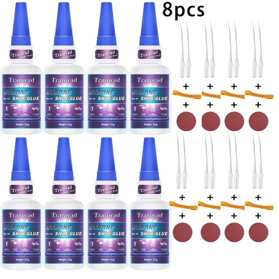 8 pcs Strong Versatile Shoe Repair Glue - Precision Nozzle Adhesive for Sneakers, Faux & Soft Resin Shoes - Ideal for DIY Crafts & Quick Fixes, Shoe Accessories