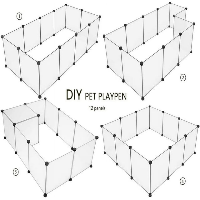 Private Jungle Pet Playpen Portable Resin Pet Yard Fence Puppy Crate Kennel for Dog Cat Kitten Rabbit Guinea Pig Bunny Hedgehogs, Outdoor & Indoor,12 Panels