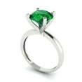 thumbnail image 2 of Solitaire Engagement Ring for Women - 3ct Simulated Emerald in 14K White Gold Promise Ring, 2 of 6