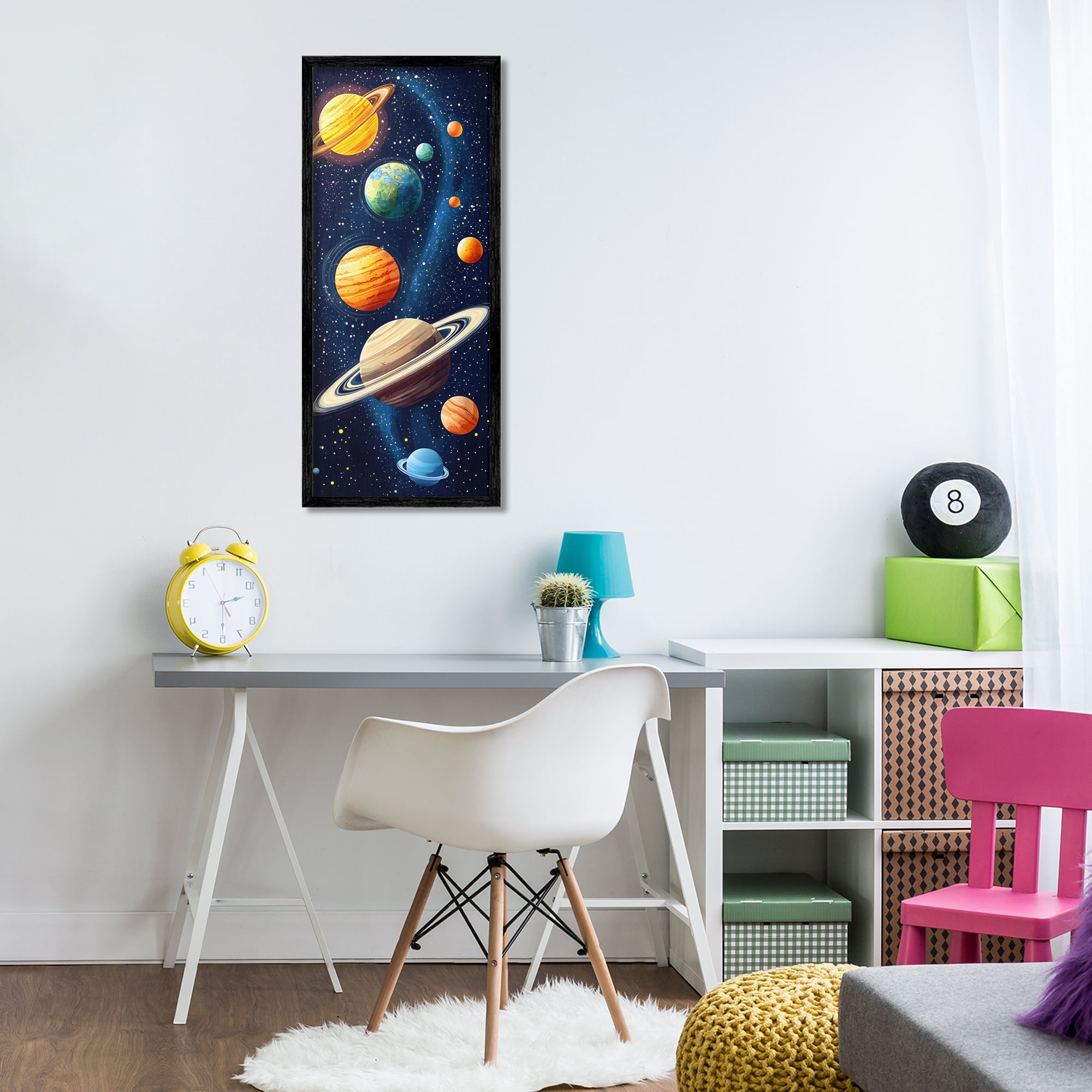 Stupell Industries Galaxy Swirl Planetary Orbit Black Framed Giclee Art, design by Creative Studio