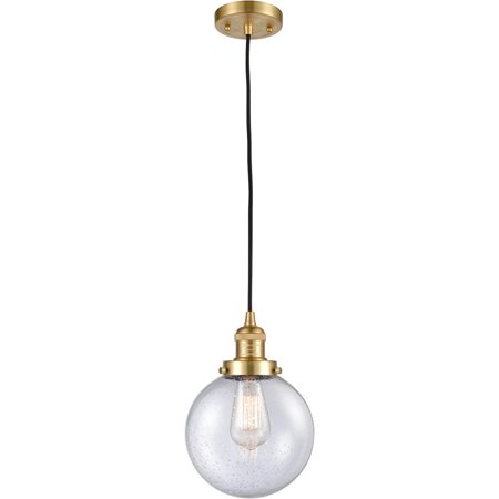 

Satin Gold Tone Mini Pendants 8 Wide Steel/Cast Brass/Glass Medium Base LED 1 Light Fixture