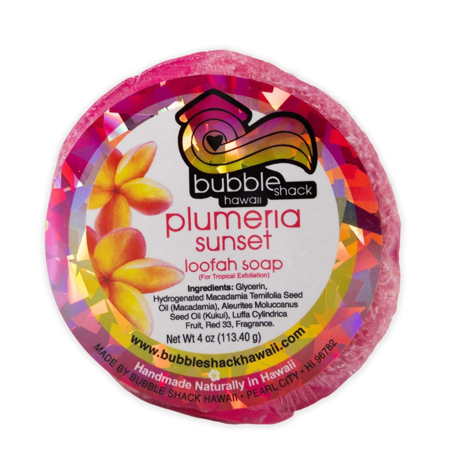 BUBBLE SHACK HAWAII - MINI LOTION AND LOOFAH SOAP GIFT SET Plumeria Sunset