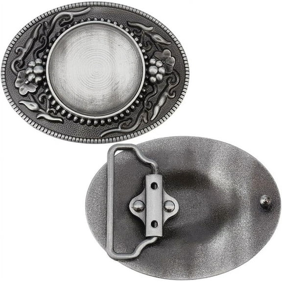 2Pcs Cowboy Belt Buckles Western Cowboy Replacement Belt Fastener Flower Pattern Cowboy Cowgirl Belt Buckles Silver Belt Accessories for Cowboy Cowgirl Belt DIY Belt Buckle diy