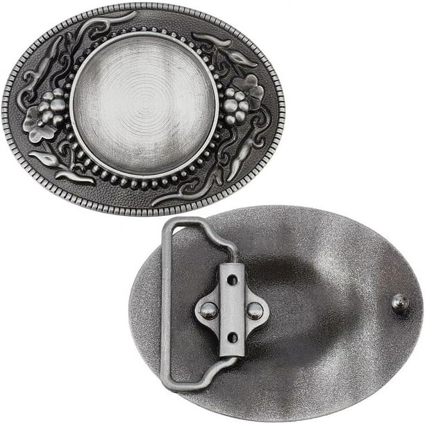 2 Hebillas de Cinturón Vaquero, Repuestos para Cinturón Vaquero del Oeste, Hebillas de Cinturón Vaquero/Vaquera con Estampado Floral, Accesorios Plateados para Cinturón