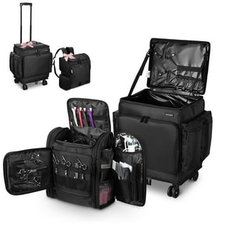 Byootique Rolling Makeup Train Case & Backpack Kit w/ 7 Toiletry