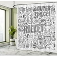 thumbnail image 4 of Ambesonne Outer Space Shower Curtain, Alien Ufo Rocket Sketch, 69"Wx70"L, White Taupe, 4 of 4