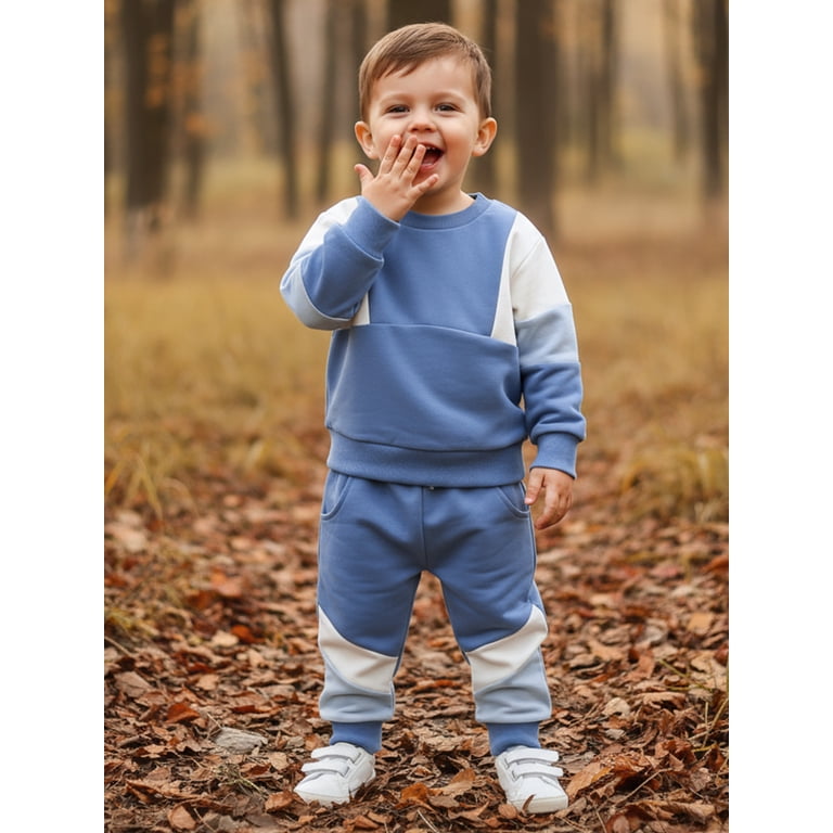Loicainy Toddler Boy Patchwork Sweatshirt & Joggers Set photo 2