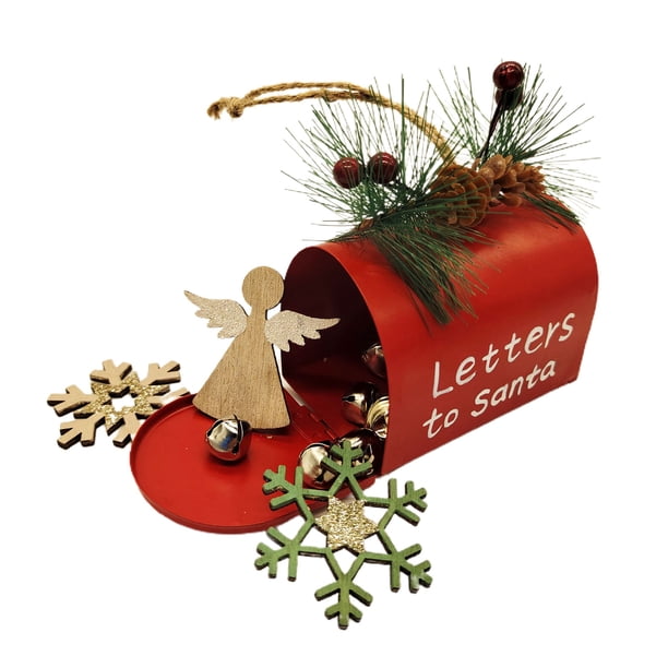 Adorno De Buzón De Navidad, Caja De Navidad Colgante Decorativa De Hierro Rojo Para Boda, Cumpleaños, Navidad, Carnaval, Dulces De Pascua Vogacara HA018598-00