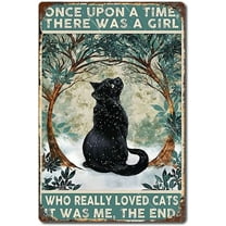 Once Upon A Time There was A Girl Who Really Loved Cats Poster, Cats Lover,Vintage Metal Tin Sign Wall Art Pub Bar Gifts for Reveler Decoration-12x16inch(30x40cm)