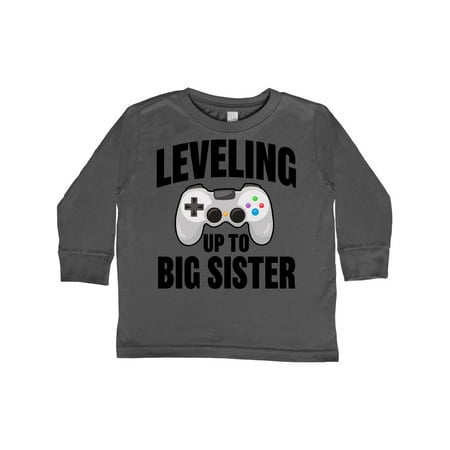 

Inktastic Leveling up To Big Sister Gift Toddler Toddler Girl Long Sleeve T-Shirt