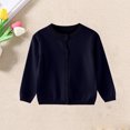thumbnail image 4 of Sewkxo Baby Girls Boys Cotton Cardigan Long Sleeve Kid Button Sweater Girl Crew Neck Cardigans Uniform Sweater,Navy 120, 4 of 4