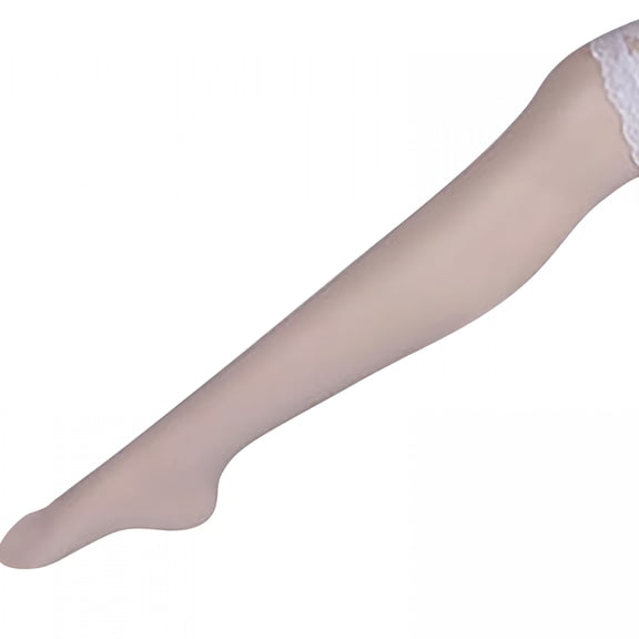 TELOLY Pantyhose for Women,White Women's Lace Top Thigh High Sheer Stockings Antiskid Silicone Ultra Shimmery Pantyhose,Thigh High Socks