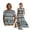 Blue Aztec Southwest American Tribal, variant on Pink Palm Leaves Print Cotton Linen Couple Matching Outfits Women's Dress with Pockets Men's Short Sleeve Button Up Shirt, Beach Vacation Dress Couples Matching Outfits, Size 3XL