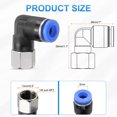 thumbnail image 2 of Uxcell 5pcs PLF6-N01 Pneumatic Female Elbow 6mm Tube OD x 1/8" NPT 90 Degree Push to Connect Air Tube Fittings Blue, 2 of 6