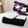 thumbnail image 4 of Castle Fairy Vintage Offset Rectangle Block Twin Quilt Set 2 Pieces,Abstract Geometric Mosaic Twin Coverlet Set,Violet Gray Black,1 Bedspread and 1 Pillowcase, 4 of 7
