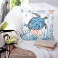 thumbnail image 3 of 14x14 Pillow Covers Set of 2, Sea Turtle Coastal Throw Pillow Covers Decorative Couch Cushion Case, Nautical Summer Beach Coral Ocean Microfiber Square Pillowcases for Bedroom Car Living Room, 3 of 7
