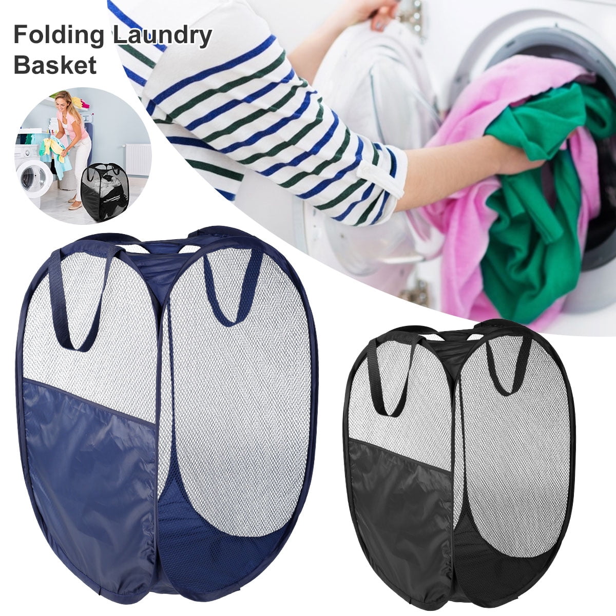 Collapsible Folding Laundry Basket Hamper Clothes Storage Washing Pop Up Bin New 