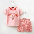 thumbnail image 2 of Dezsed Kids Toddler Girl Clothes Outfits Clearance Baby Summer Short Set Cute Printed Round Neck Short Sleeve T-Shirts Tops Shorts 2Pcs Clothes Set Pink 9-18 Months, 2 of 3
