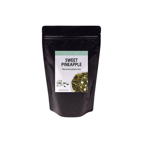 The Spice Hut - Sweet Pineapple Green Tea, with Caffeine - High Antioxidants, Hot & Iced, Makes 80-100 CUPS - 8oz Resealable Airtight Pouch