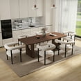 thumbnail image 4 of Guyou Modern Barrel Dining Chairs Set of 2, Mid-Century Farmhouse Kitchen Chairs with Curved Back, Wooden Linen Upholstered Dining Side Chairs for Dining Room Living Room Kitchen, Beige, 4 of 12