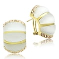 thumbnail image 2 of Luxe Jewelry Designs Gold Ion Plated Women's Earrings with White Synthetic Cat Eye, 2 of 3